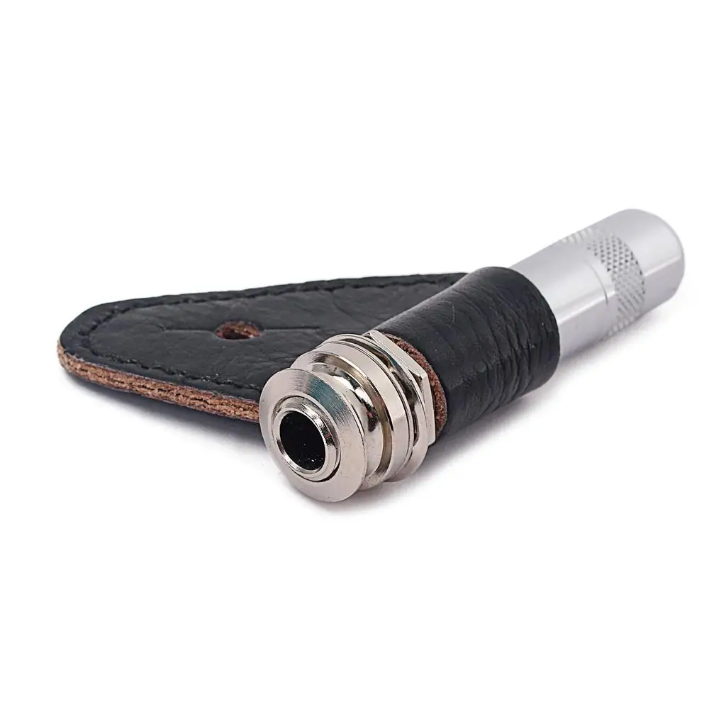 Guitar Endpin Socket 6.35mm Stereo Copper Output Jack with Holster High Sensitivity for Acoustic Guitar Bass Soundhole