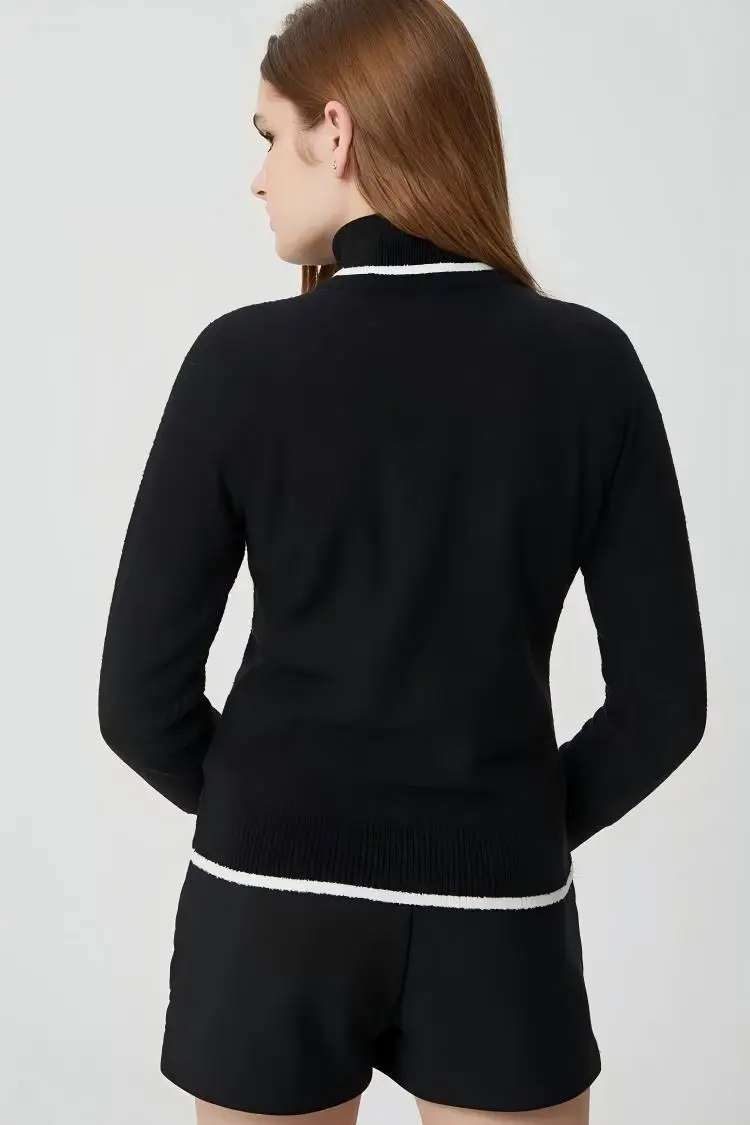 2026 Women Golf High Neck Knit Sweater Fall Winter Lined Windproof Warm Casual Long Sleeve Outdoor Sports Golf Pullover Top