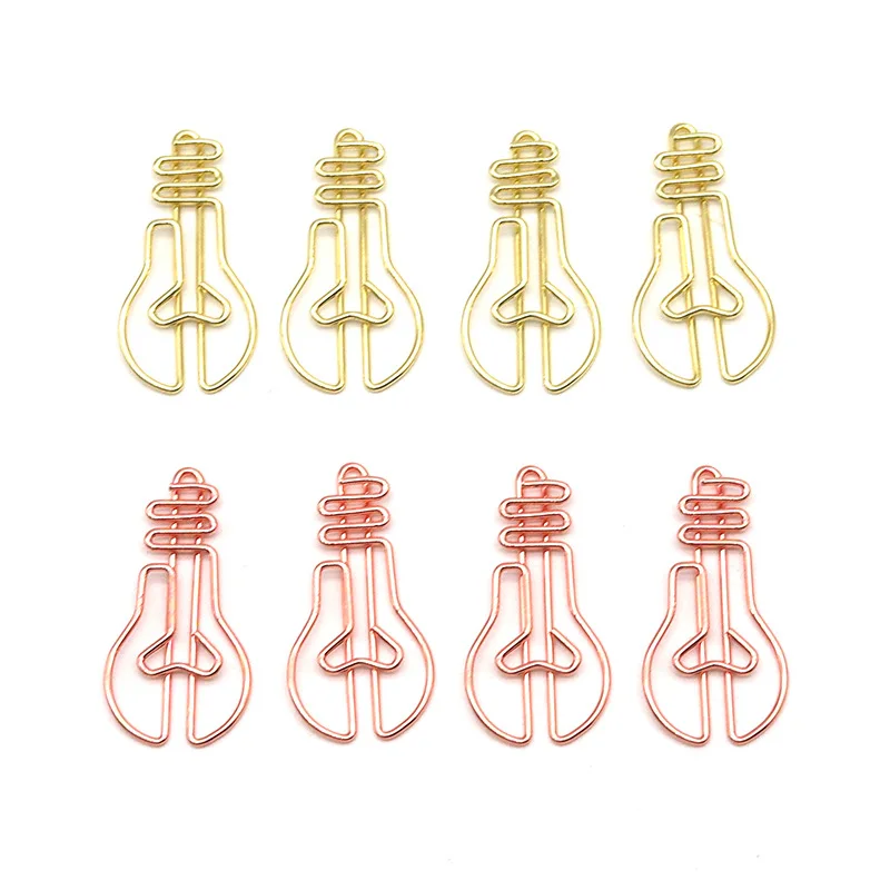 30 pezzi in materiale metallico a forma di lampadina graffette graffette per carta colore oro Kawaii carino segnalibro clip di cancelleria per ufficio forniture scolastiche