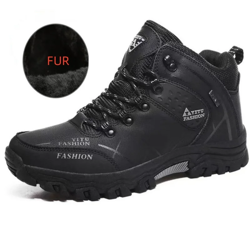 

Брендовые мужские зимние зимние ботинки, водонепроницаемые кожаные кроссовки, очень теплые мужские ботинки, уличные мужские походные ботинки, рабочая обувь, размер 39-47