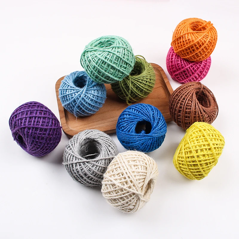 50Meters Multi Color Jute Twine Roll Vintage Hemp Cord String DIY Handmade Packaging Art Floral Decoration Supplies