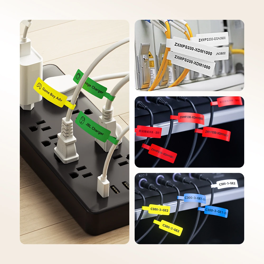Colorful Self-adhesive Cable Label for Niimbot B1/B21/B3S/B31 Pinter Network Cord Labels Tags Communication Fiber Wire Organizer