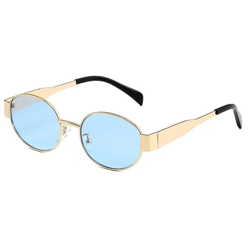 Womens Vintage Gucci Sunglasses 2024 New Oval Sunglasses High Quality Men and Woman Small Round Metal Fashion Sun glasses