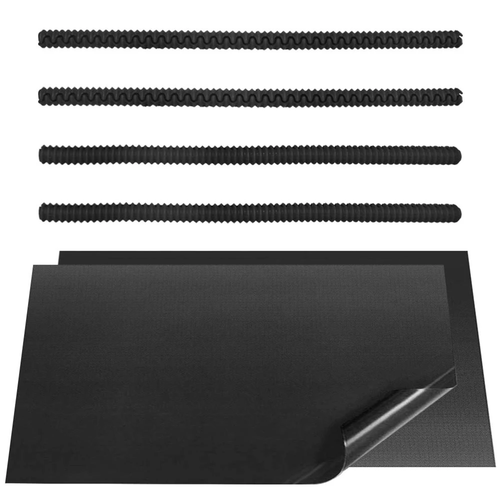 4 Pcs Black Oven Shelf Silicone Rack Guard + 2 Pcs Non Stick Oven Liners Mat for Keeping Oven Clean and Protecting