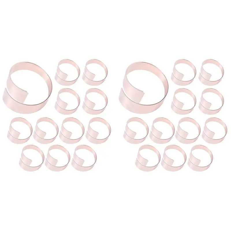 DTEN-24Pcs Rose Gold Metal Table Decor Napkin Ring Holder Spring For Wedding Setting, Easter Dinner, Valentine's Day