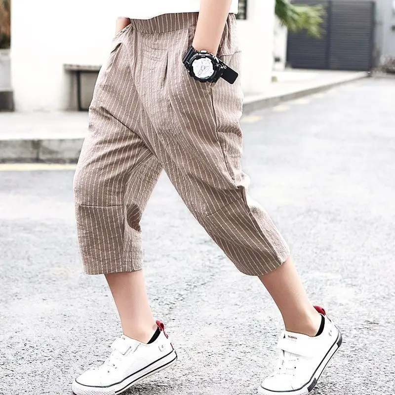 Summer Boys Thin Capri Pants Korean Style Casual Children Cropped Shorts Trendy 7 Points Pants  137