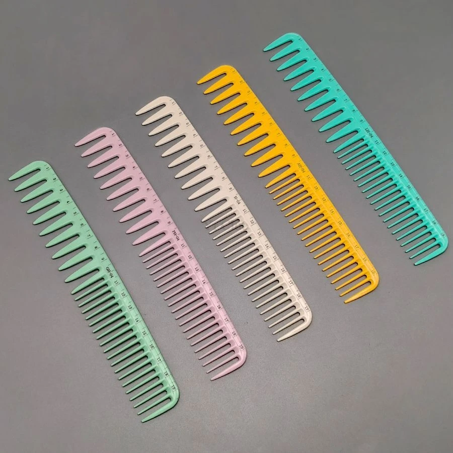 Breiter Zahnkamm mit Skala, Friseur-Haarschnittkämme, strukturierte Haarbürste für Herren, Friseursalon, grobe Zähne, Haarschneide-Styling-Bürste – Detail 2