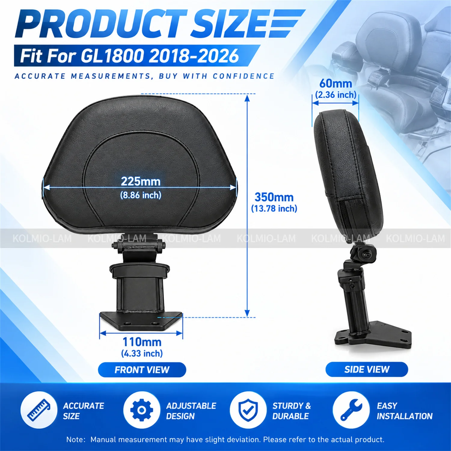 Fit For Honda Goldwing GL1800 2018 - 2026 Motorcycle Accessories Rear Passenger Backrest Cushion Pad GL 1800 2019 2020 2021 2022