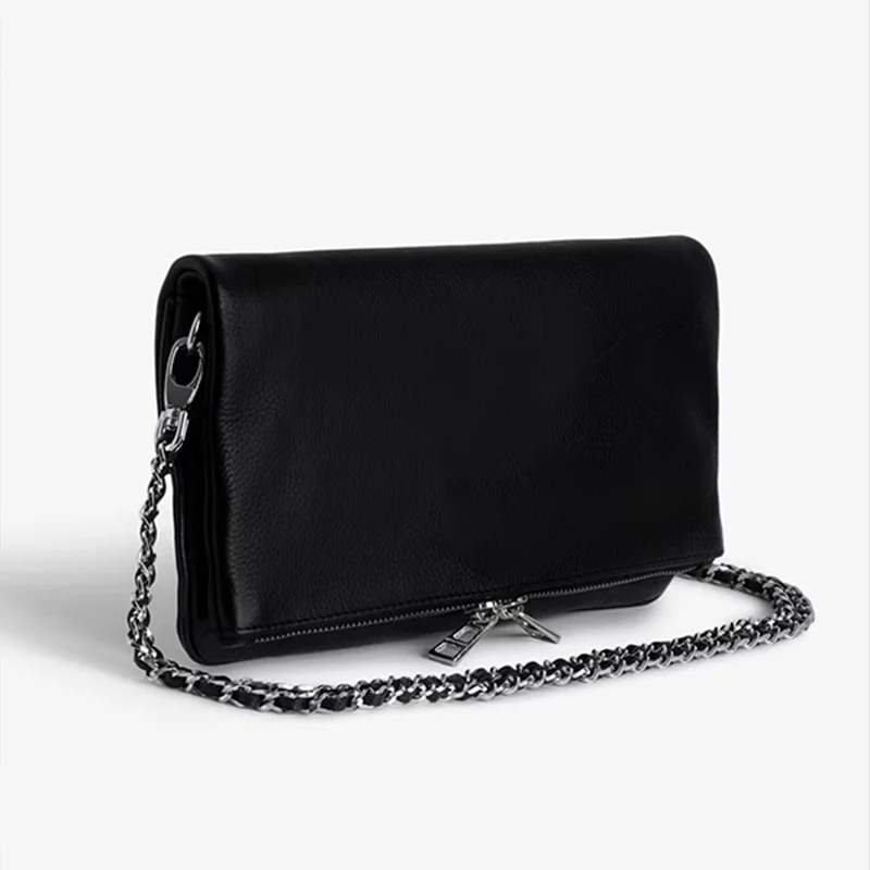 2024 New Women Fashion Shoulder Bag Retro Design Diamond Chain Bag Black PU Leather High Quality Ladies Crossbody Bag