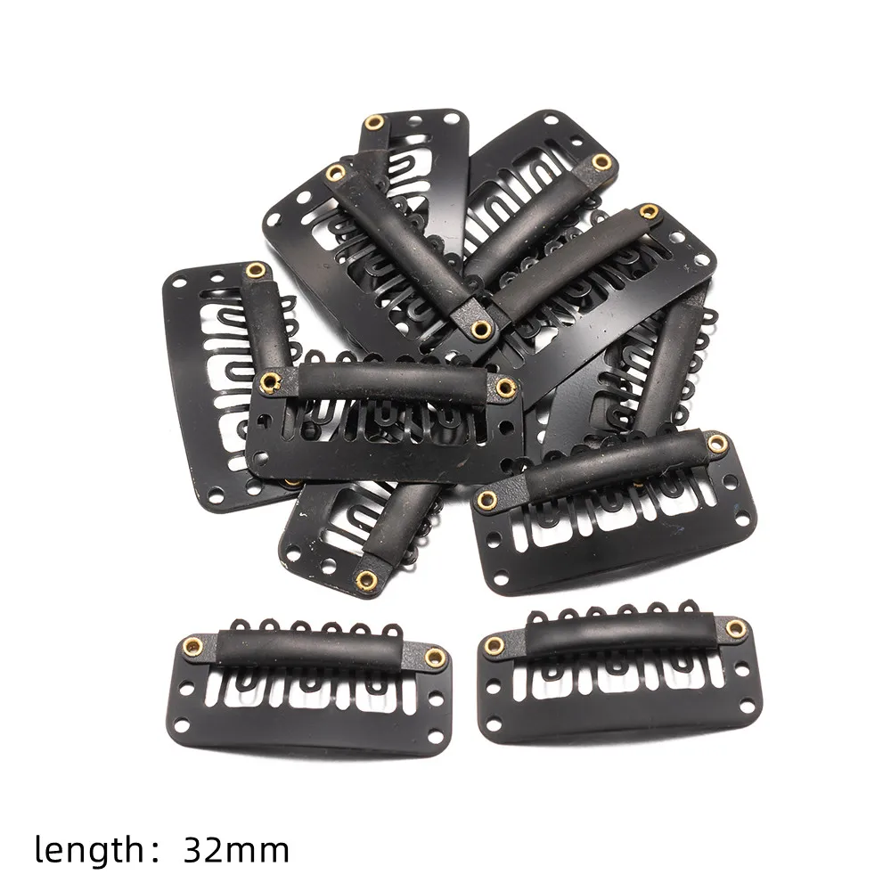 50 stks/partij U-vorm Snap Clips Styling Platte Vaste Haar Voor Pruiken Extensions Tool Terug Siliconen Accessoires Metalen 32mm vrouwen Kam
