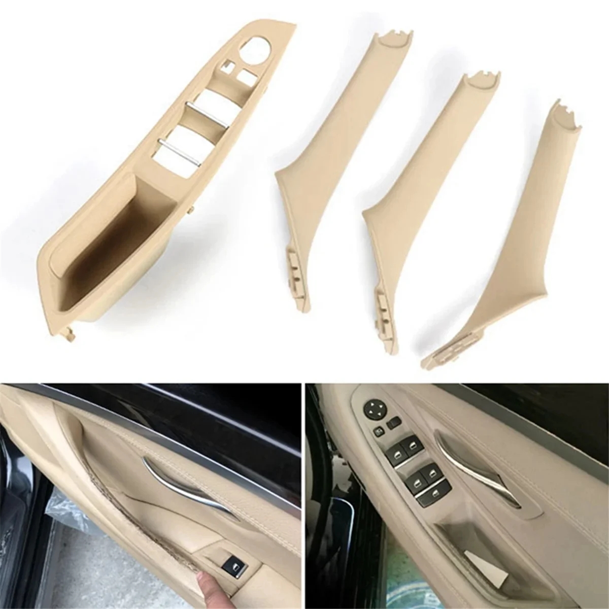 Exclusive Car Inner Door Panel Handle Pull Trim Set for BMW F10 535I 550I 528I Inner Armrest Handle 51417261929 51417225873 A