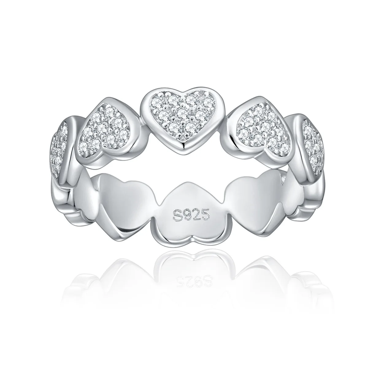 

Niche design love full diamond D color moissanite row ring women daily wear S925 silver plated 18k ring