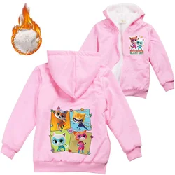 Super Kitties Winter fleece jacket boy hoodie children clothing girl hooded warm jacket zipper windbreaker baby Kids jacket