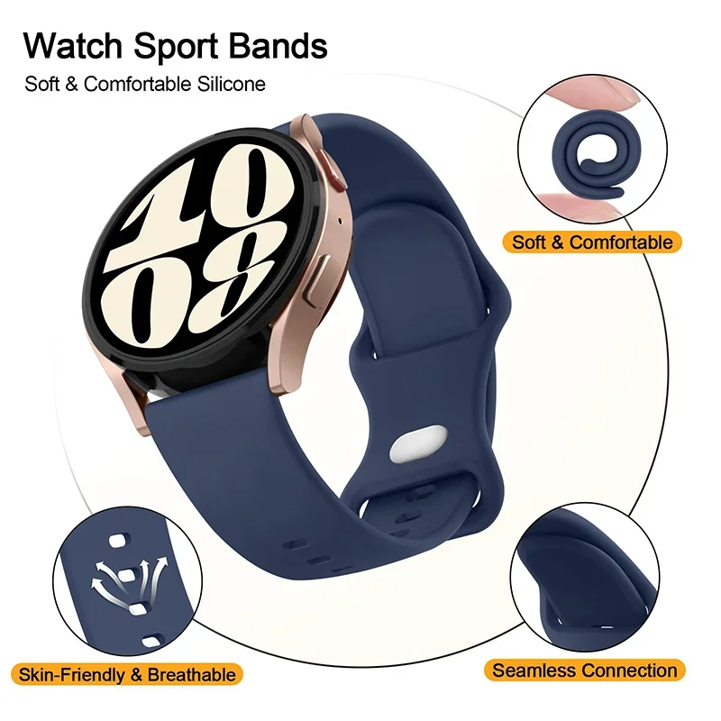 Sport WatchBand for Samsung Galaxy Watch 6-5-pro-4-Classic/active 2 Silicone 22mm 20mm bracelet Huawei watch GT 4-3-2e-pro strap