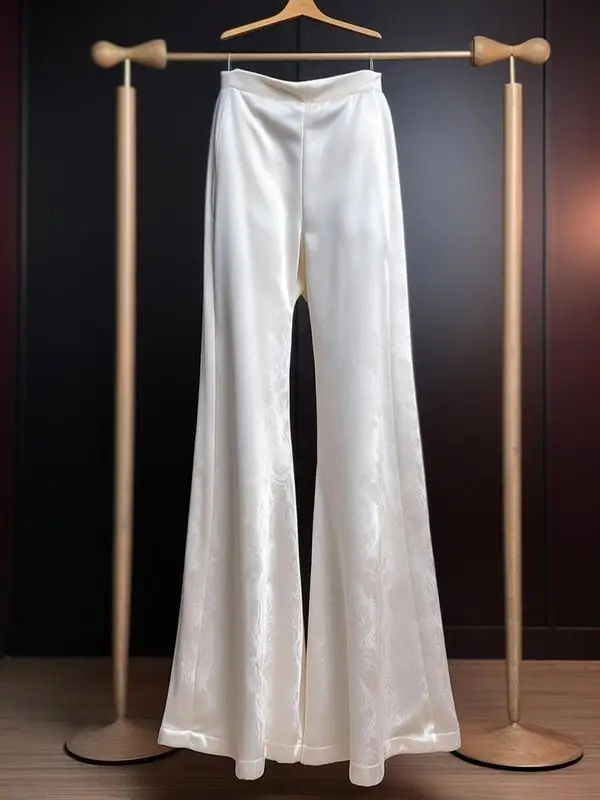

New Retro Chinese Style White Flare Pants Women Casual Loose High Waist Solid Color Fashion Wide Leg Trousers Spring Summer