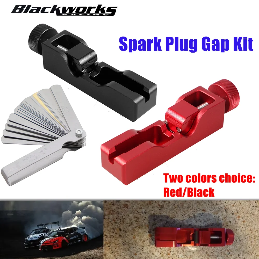 1 Juego de Kit de espacio de bujía, compresión de electrodo Universal ajustable para 10mm, 12mm, 14mm, 16mm, Kit de alta potencia Turbo, rojo/negro