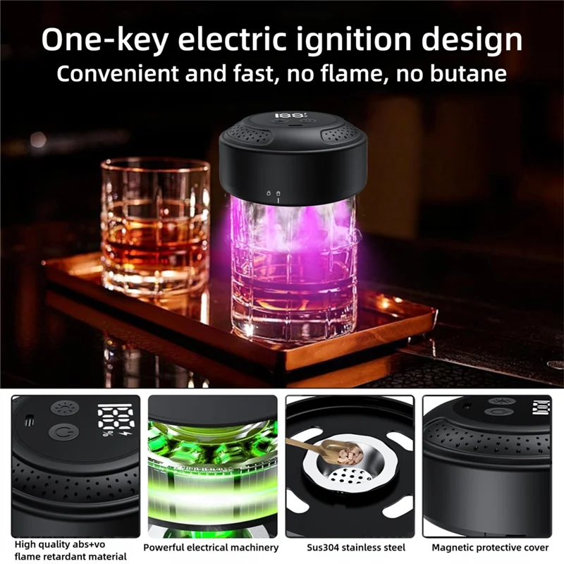 

Electric Whiskey Smoker Kit With 6 Wood Chips Cocktailbourbon Smoker Kit Christmas Whiskey Gifts For Husband,Boyfriend