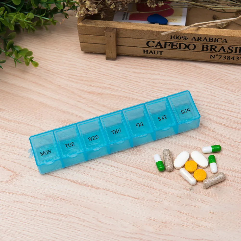 2Pcs Portable Weekly Organizer Rotated 7 Slot Medicine Pill Case Holder Travel Vitamin Box Dispenser Reminder for Daily Use