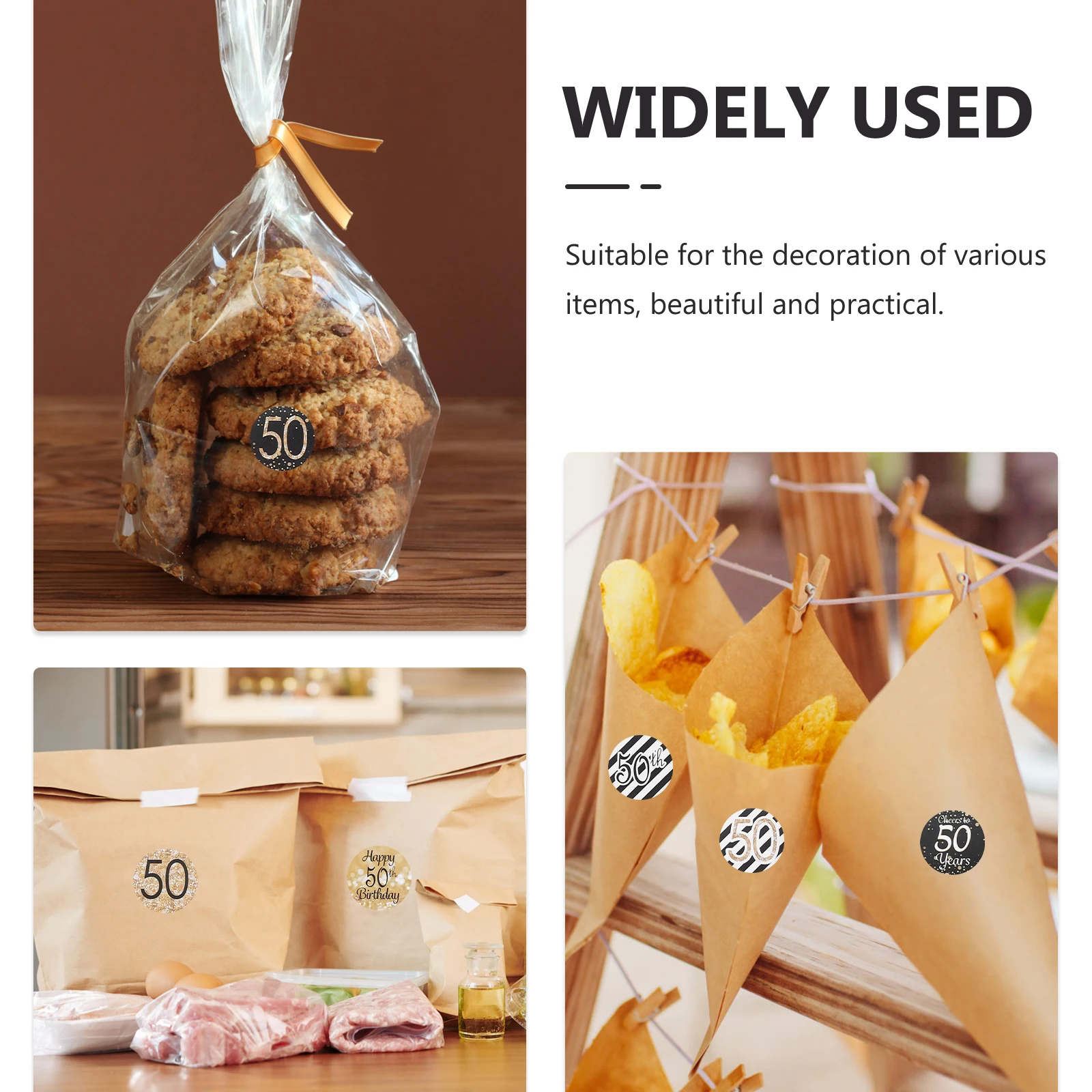 216pcs 50Th Birthday Sticker Decorative Adhesive Decals For Party Favors Gift Packaging Clothing Photo Accessory Birthday Decals