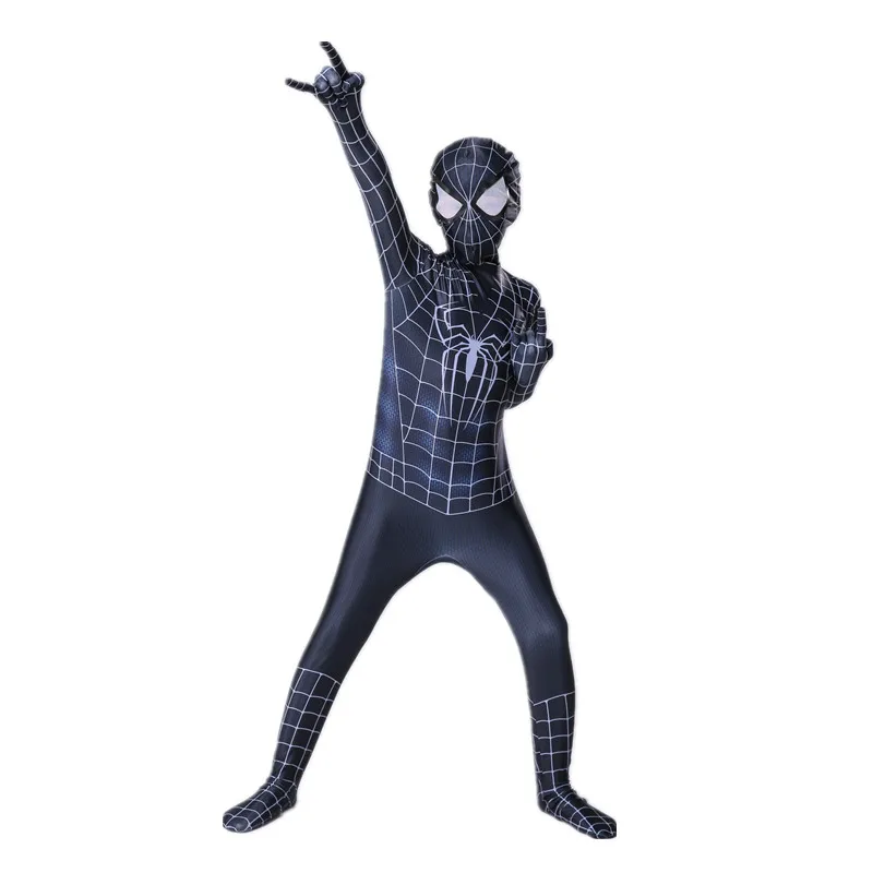 Costume de super-héros araignée noire, combinaison de personnage de film, masque Peter Parker, Costumes de Cosplay d'halloween