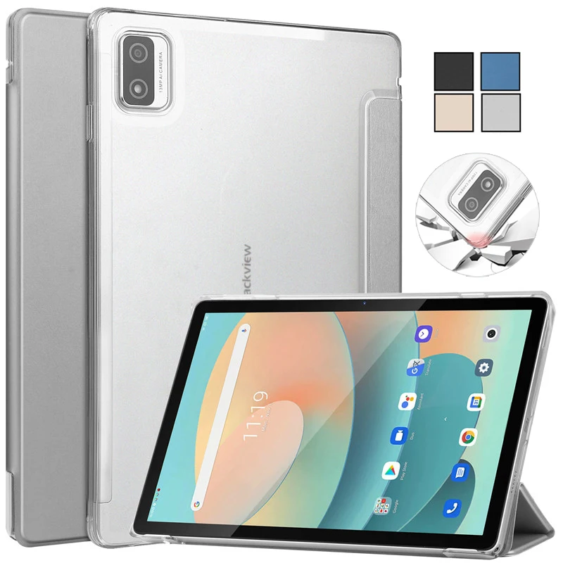 Para Blackview Tab 12 Pro funda triple plegable soporte duro PC carcasa trasera magnética para Blackview Tab 12 Pro Tablet 10 1 pulgadas niños + bolígrafo