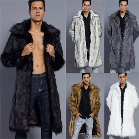 Cheng Juan T0794 Men's Long Collar Faux Fur Coat Autumn Winter New Style Street Fashion High Collar Long Sleeve Leather Jacket