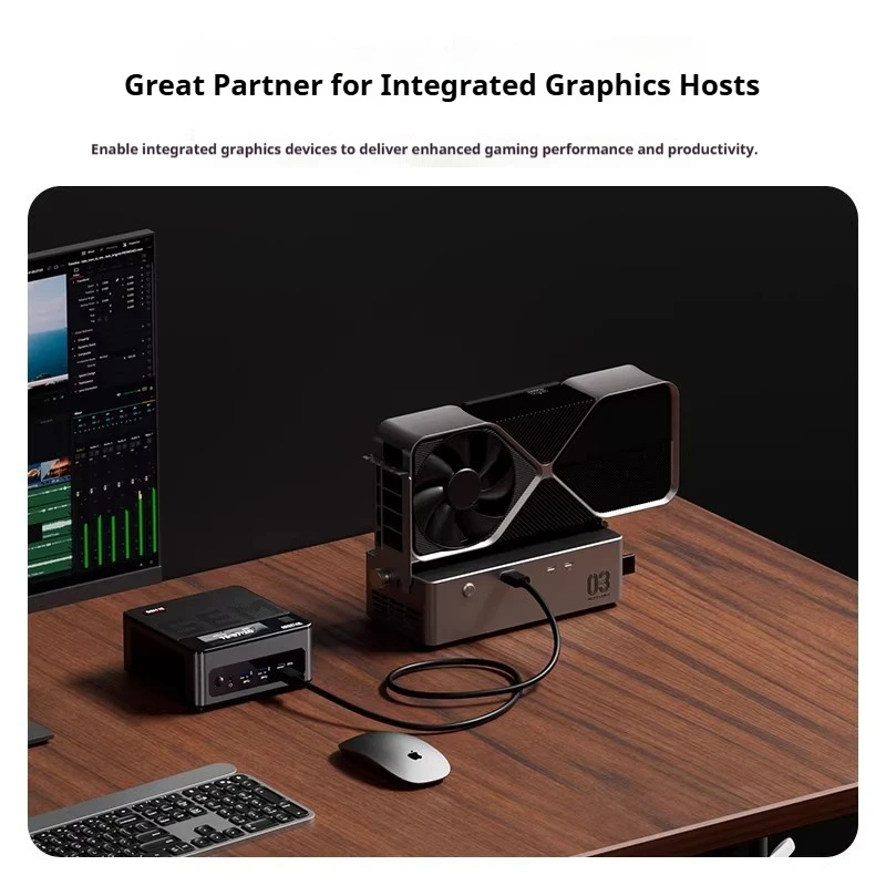 AOOSTAR AG03 Graphics Card Docking Station OCulink USB4 v2.0 Ports Compatible with Thunderbolt 5 140W Reverse Charging 80Gbps
