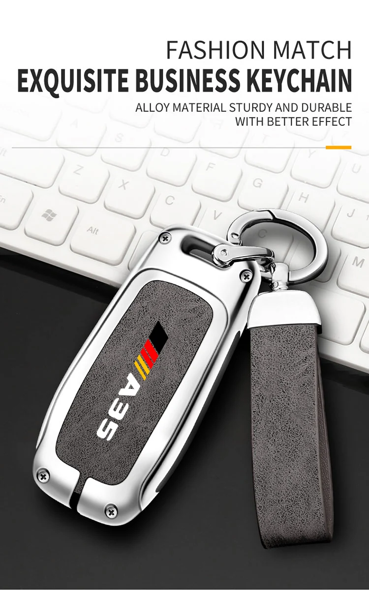 Car TPU Zinc Alloy Key Case Bag For Mercedes Benz AMG A35 Logo Car Key Chain Car Metal Key Shell Interior Decoration Accessories