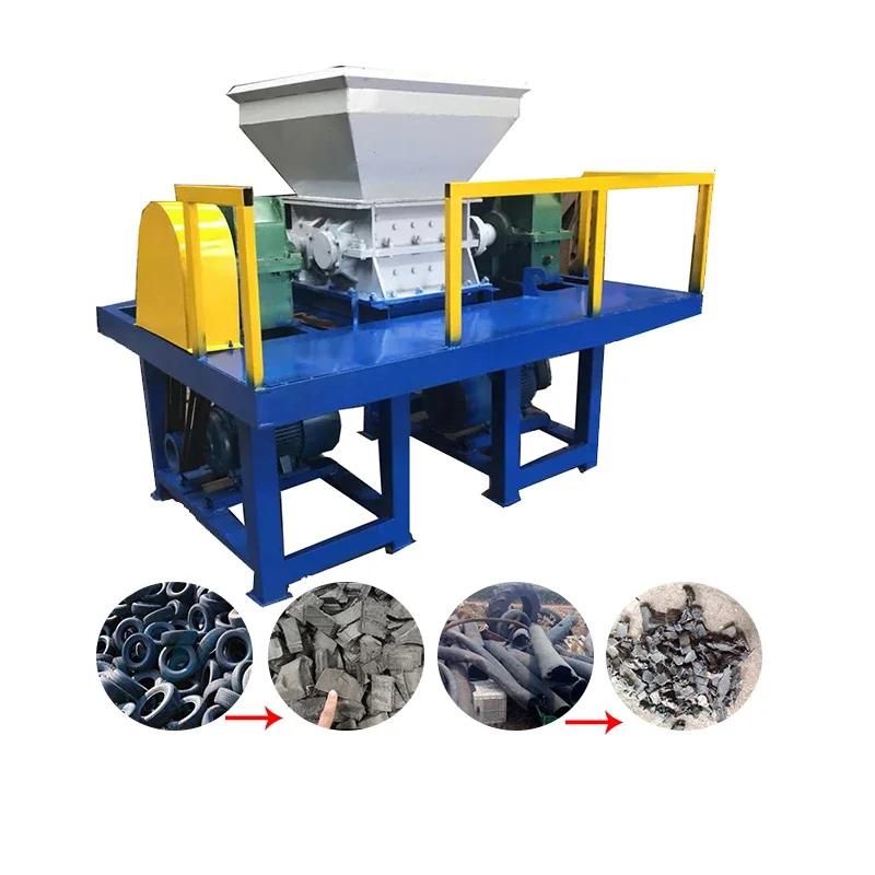 Heavy  Double Shaft hydraulic waste tire shredder machine tire shredder machine