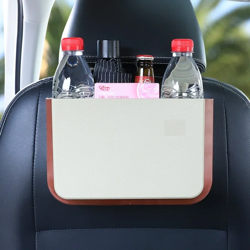 Car Trash Can Organizer Net For Storage Bag Auto Pocket Tablet Phone Glasses Protection Tray Back Table Rear Seat Cup Holder