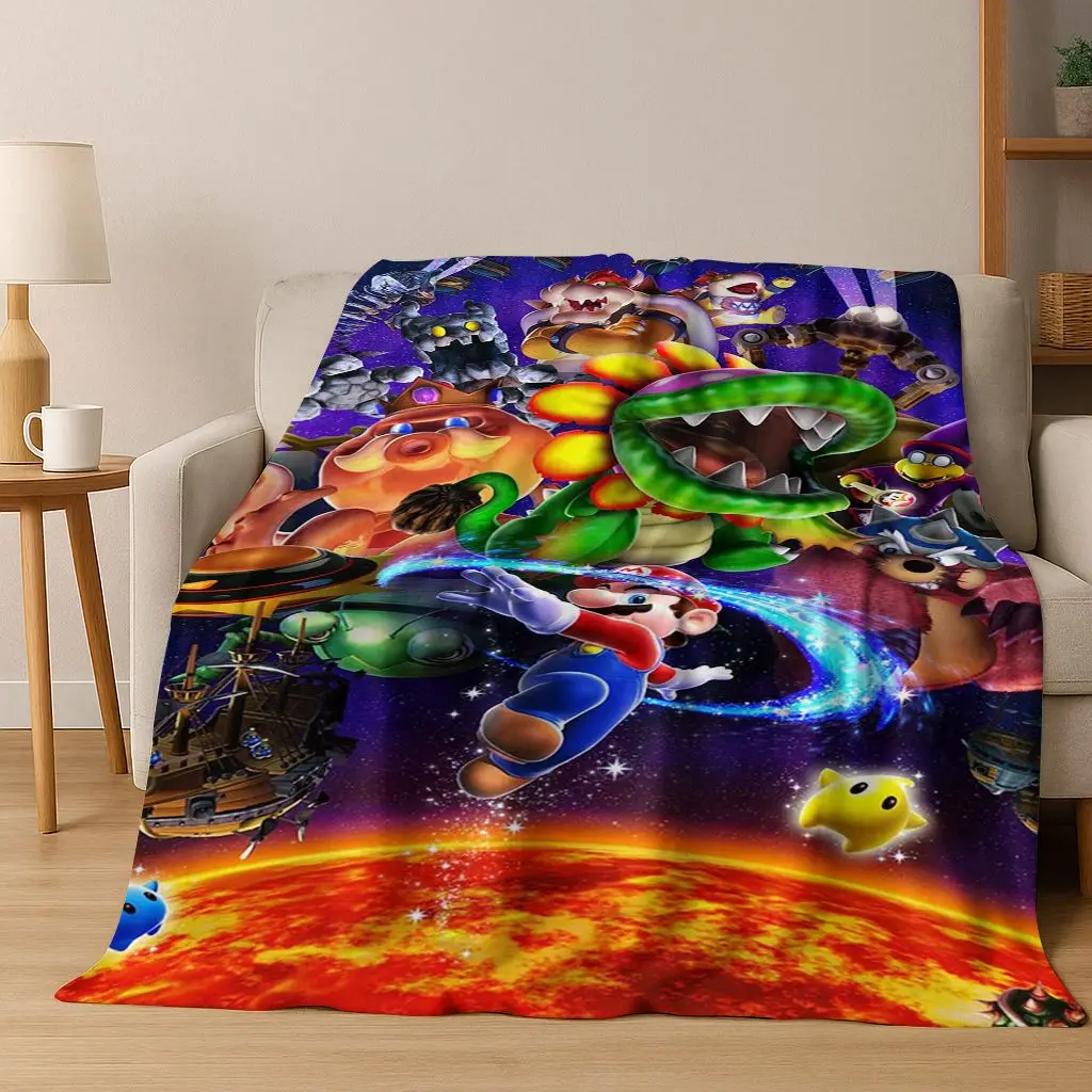 ثلاثية الأبعاد سوبر ماريو بروس الكرتون لطيف الطفل الفانيلا بطانية لينة بطانية دافئة لغرفة النوم غرفة المعيشة السرير السفر التخييم نزهة هدية #6
