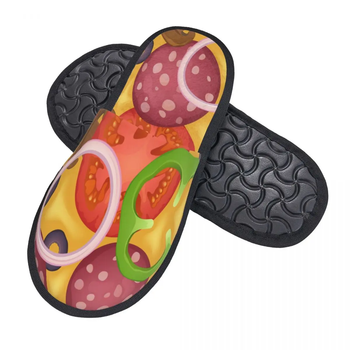 Winter Slipper Woman Man Fluffy Warm Slippers Pizza Salami Tomato Shrimp House Slippers Shoes