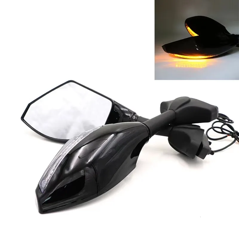 Motorcycle Mirrors with Turn Signals LED for Suzuki GSX-R1000 2000 2016 2001 2002 2003 2004 2005 2006Indicators Pair Replacement