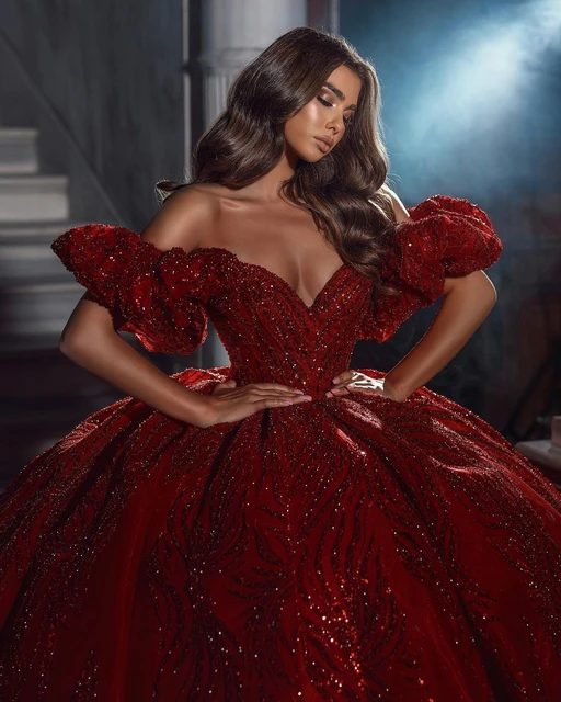 Luxurious Red Quinceanera Dresses 2024 Off Shoulder Ball Gowns Custom Made Lace Ruffles Sequins 15 Vestidos De Quinceanera AliExpress 320