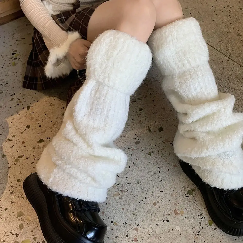 

Vintage Thick Warm Winter Leg Warmers Foot Cover Kawaii Kinted Leg Warmer Lolita JK Y2K Plush Leg Socks Streetwear