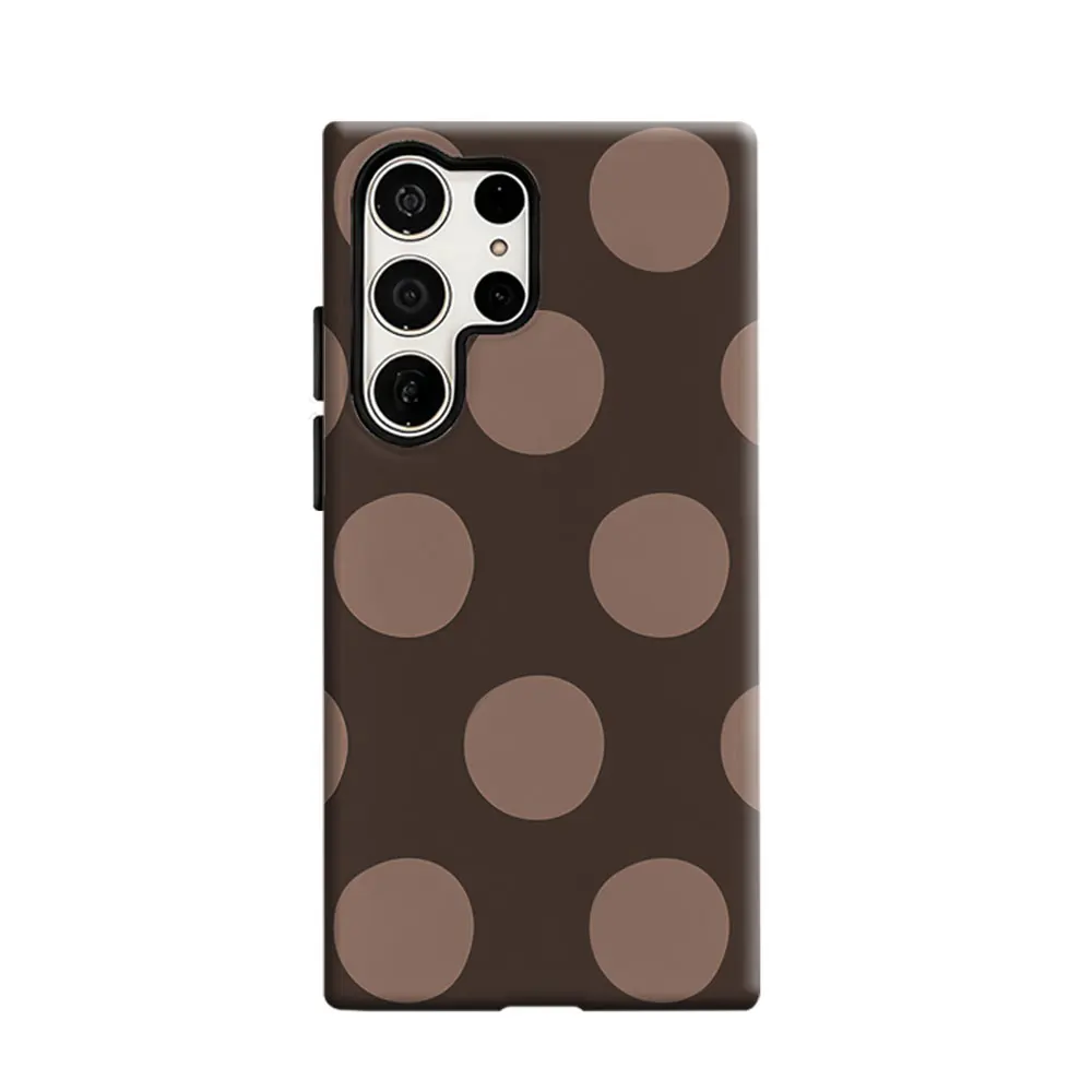 CaseLumi Phone Case For Samsung Galaxy S25 S24 S23 Ultra Plus HD Hard Brown Background with Dots Double Layer Cover Film Shell
