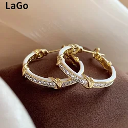 Modern Jewelry Luxury Temperament White Color Hoop Earrings For Women Female Gifts Delicate Design Ear Accessories Hot Selling