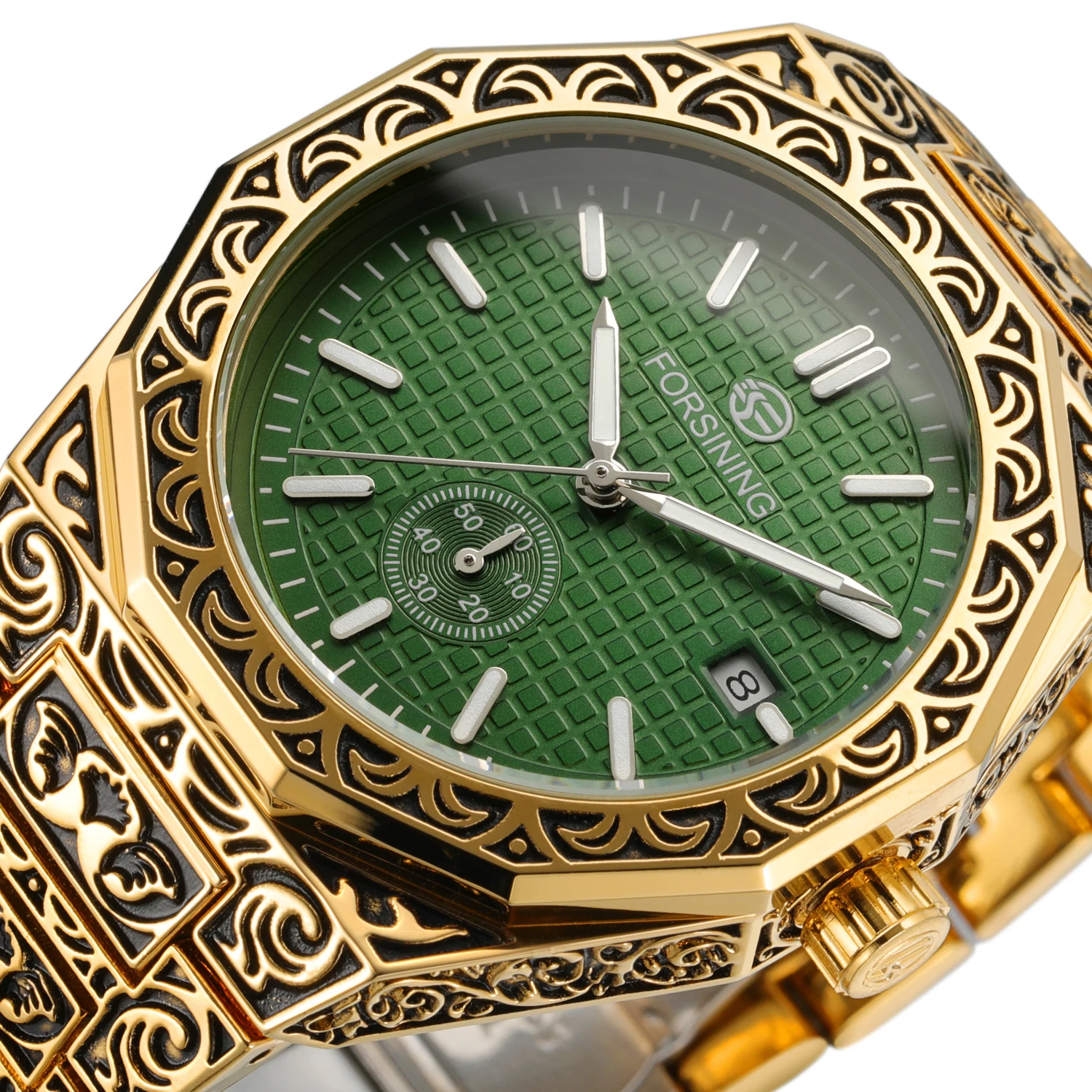 

Forsining Business Mechanical Watch for Men Luxury Stainless Steel Strap Calendar Luminous Hands Fashion Automatic Watches