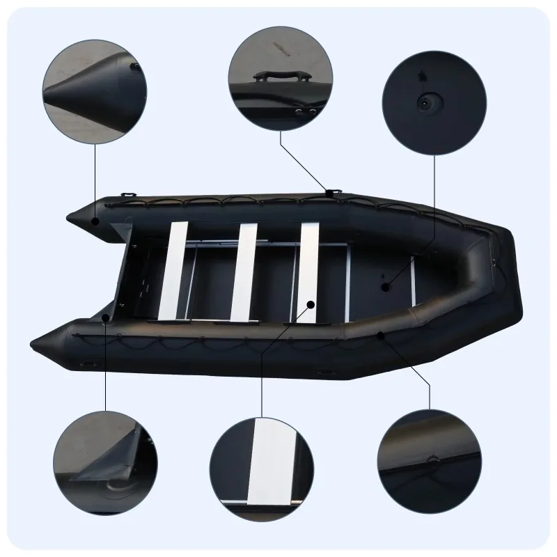 Haohai CE Approved PVC Floor Inflatable Rowing Boat with Outboard Engine 8-Person 1.2mm Thick Model  Offshore Waters