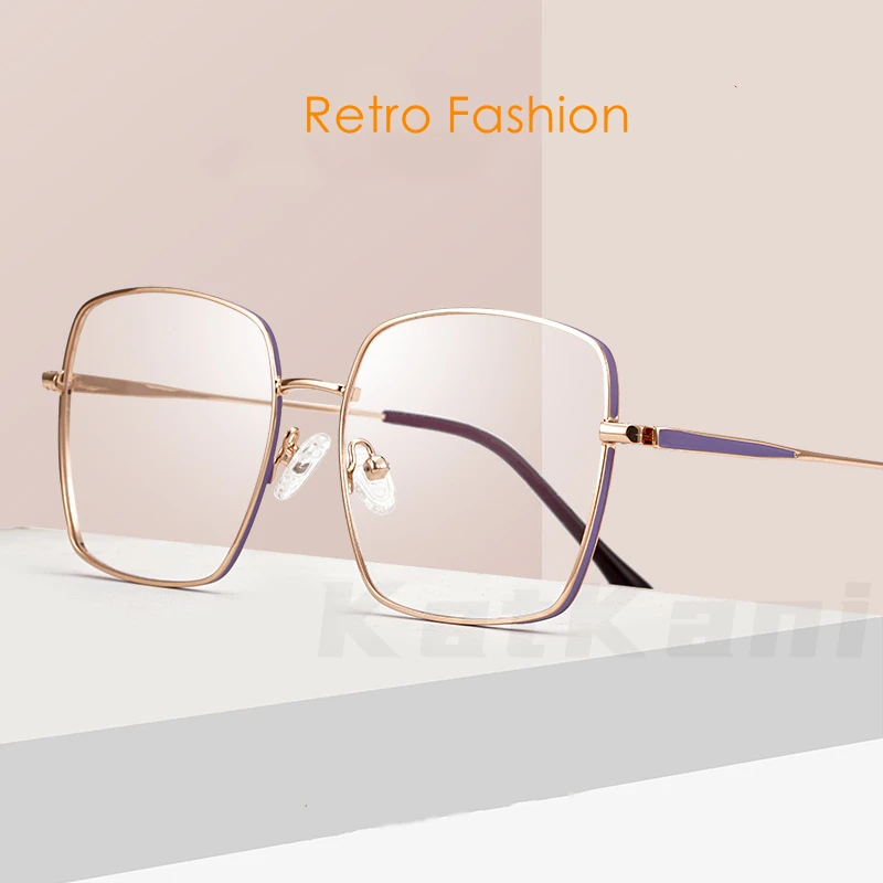 katKani Men And Women Decorative Optical Prescription Eyeglasses Frame Ultra-light Alloy Retro Square Large Myopia Eyewear AC007