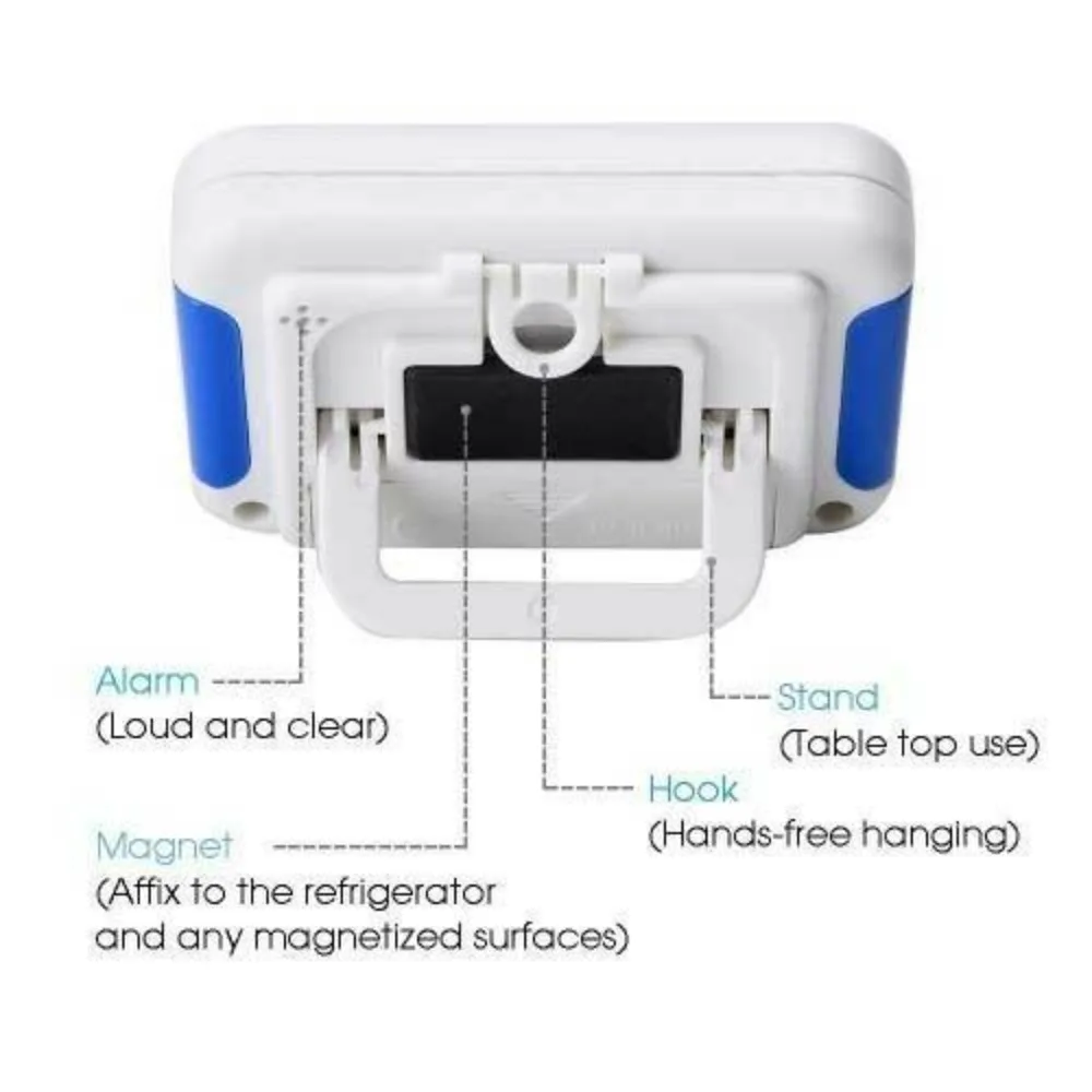 Magnetic Digital Kitchen Timer White LCD Large Minute Second Count Countdown Electron Plastic Cooking Timers For Students