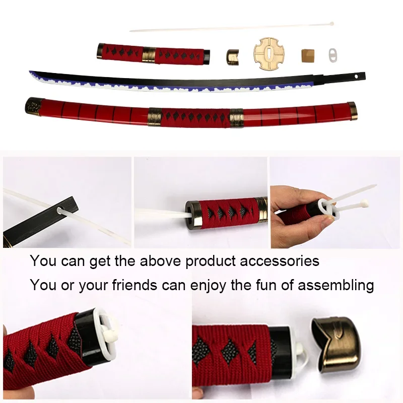 104cm Self-assembly CE Certified Youth Toy Handmade Wooden Ninja Swords Katana Anime Cosplay Weapon Prop Roronoa Zoro Sword