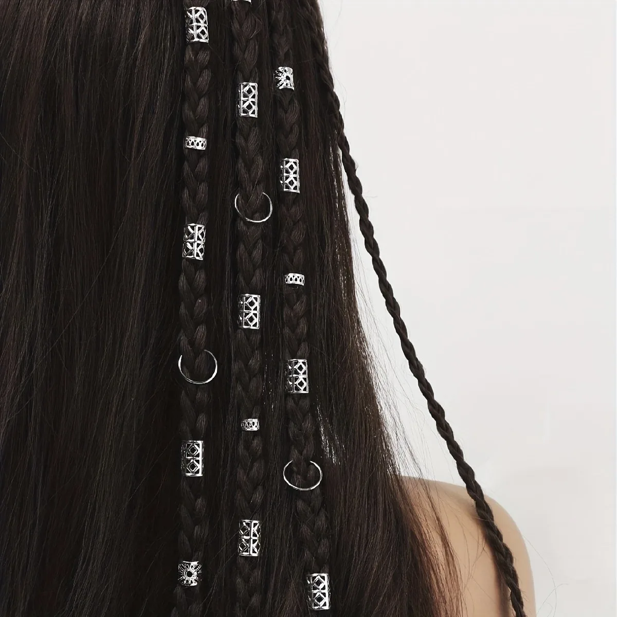 80pcs Hollow Out Hair Ring DIY Hair style Hair Accessories Loc Hair Jewelry for Braids Dread Locks Hair Braiding Metal Cuffs