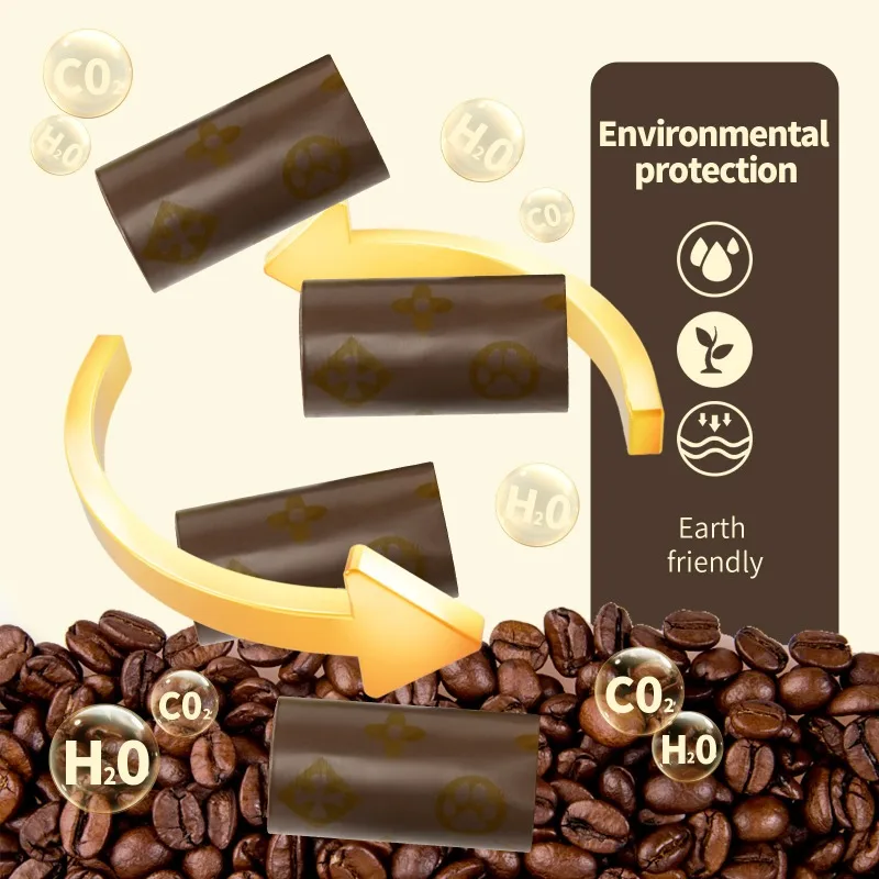 18 Rolls Coffee-flavored Cat Sandbag Dog Poop Bag Pet Leak Proof Biodegradable Garbage Bag Walking Portable Pet Waste Bag