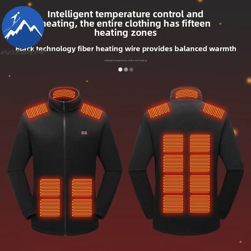 15 Areas Winter Heating Motorcycle Jacket Men USB Electric Heating Jackets Snow Warm Heated Clothes 3-in-1 Assault Windbreaker