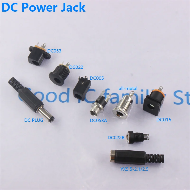 10Pcs DC-002 DC012 DC022 13.5 1.3  5.5*2.1 2.5mm DC Power Jack Socket Connector DC002 DC005 Male Female Socket DC Male Plug