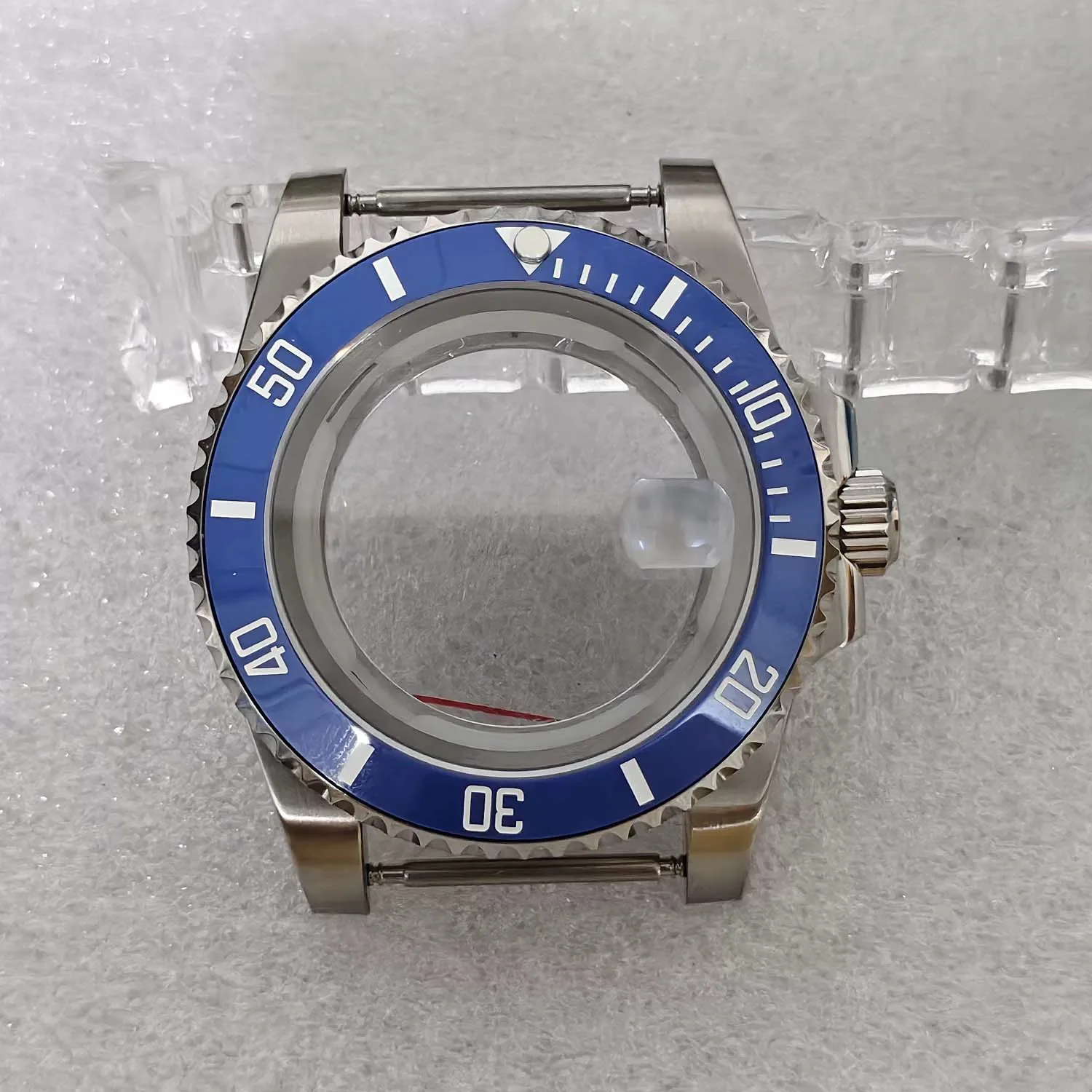 40mm Stainless Steel Watch Case Transparent Back Sapphire Crystal For Yacht Style Fit NH35 NH36 Movement Watch Mod Parts