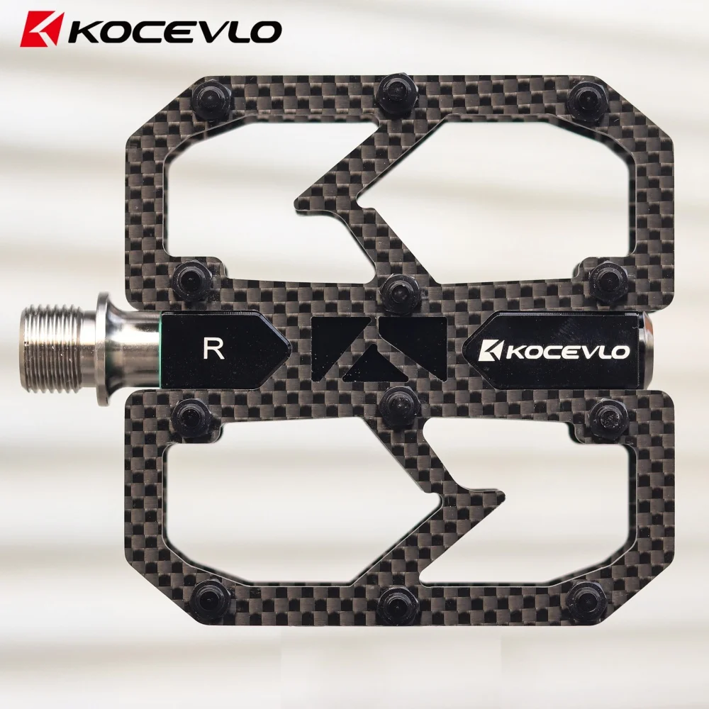 KOCEVLIO Ultralight Carbon Fiber Bicycle Pedals  Titanium Axle 24 anti-slip nailson both MTB Road Bike Lightweight Pedals