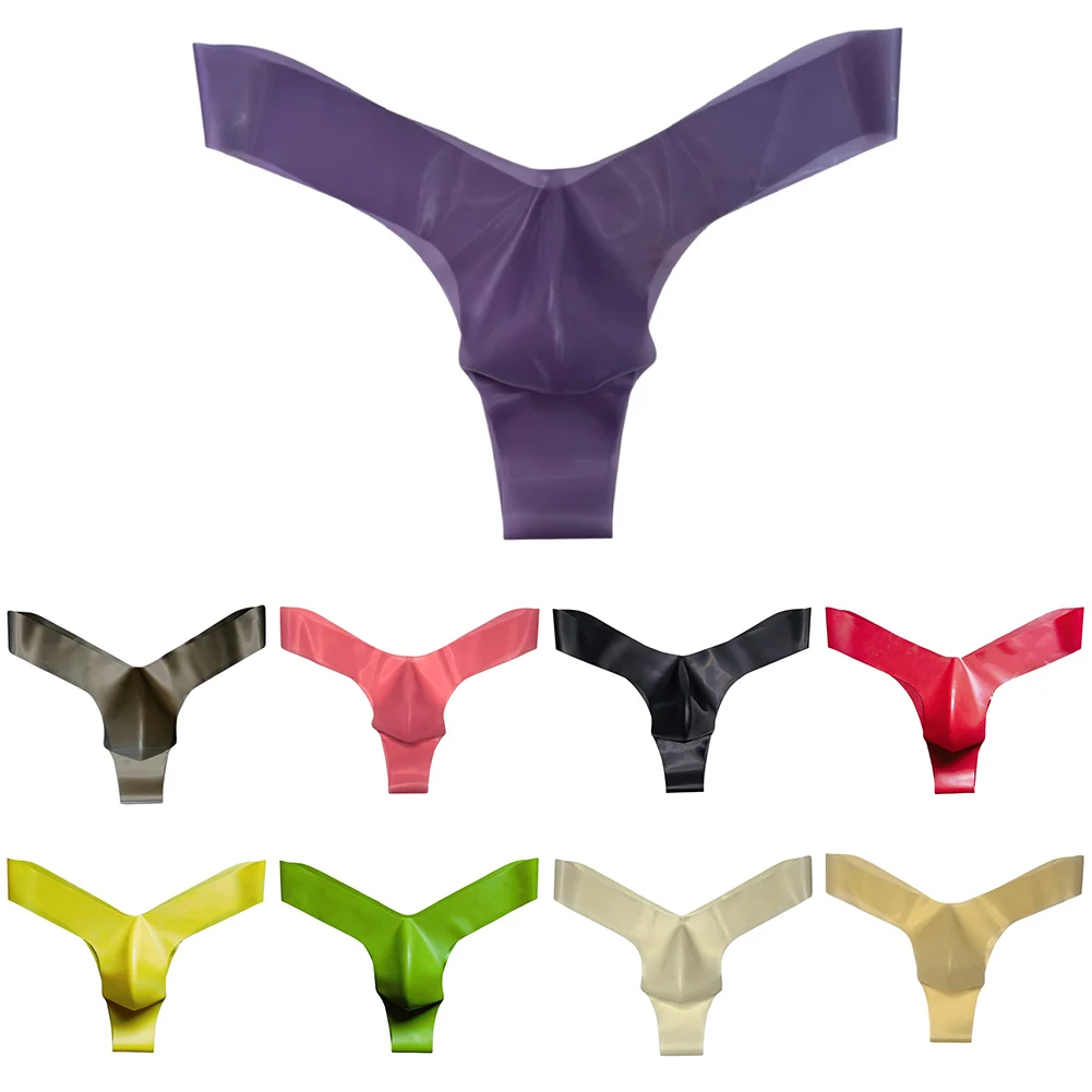Transparent Latex Thongs For Men Briefs For Men Erotic Underpants Beige Latex Underwear Low Waist Briefs Sexy Lingerie