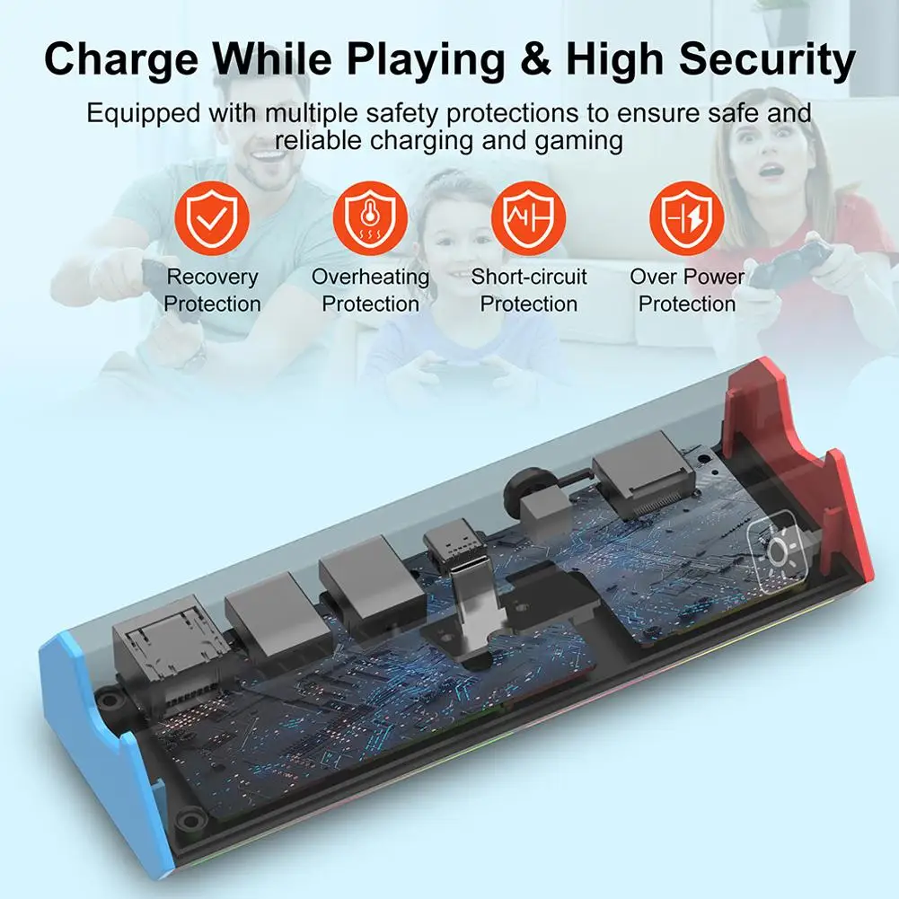 RGB ポータブルドッキングステーションベーススイッチ 2 ドック HDMI 互換アダプタ/タイプ C/USB ポートスイッチ 2 アクセサリー